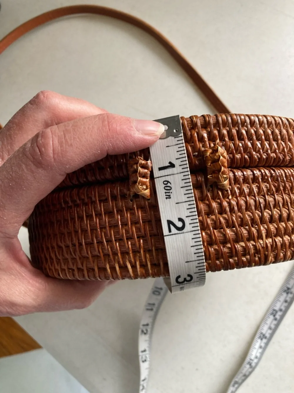 Round Woven Crossbody Bag in Brown - Picture 11 of 11